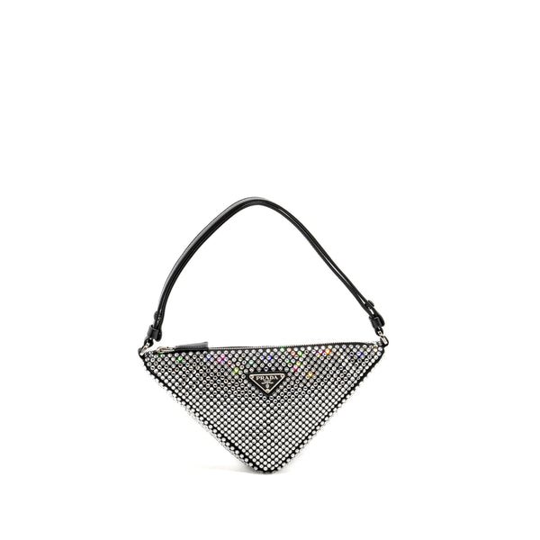 Prada Triangle pouch crystal embellished black SHW