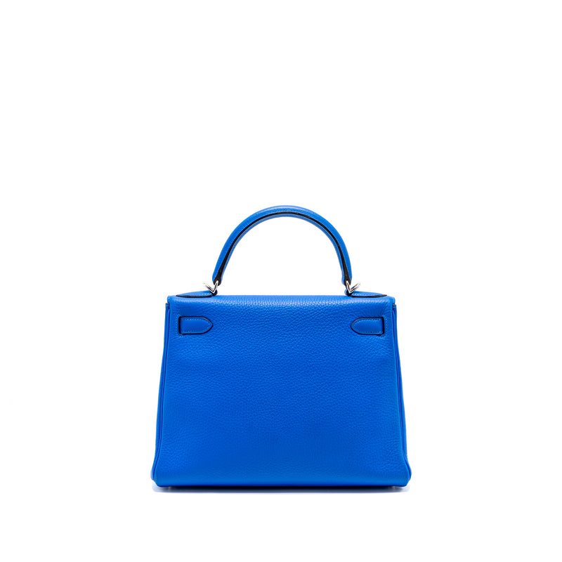 Hermes Kelly 28 Clemence Blue Hydra SHW Stamp Square P