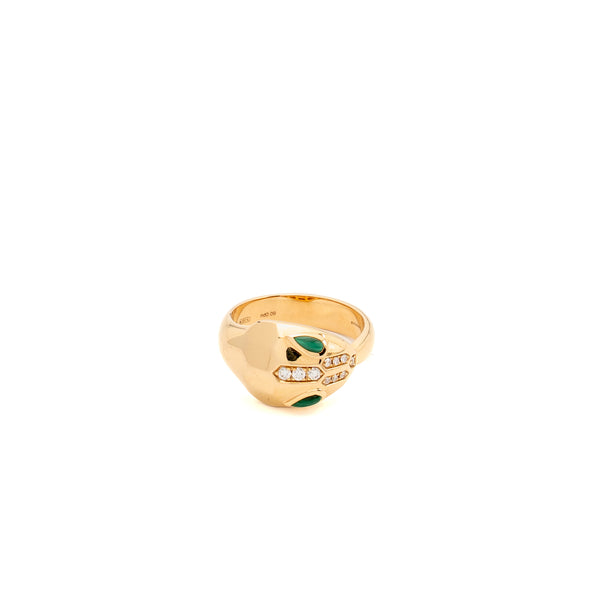 Bvlgari Size 50 Serpenti Ring Rose Gold, Diamond / Malachite