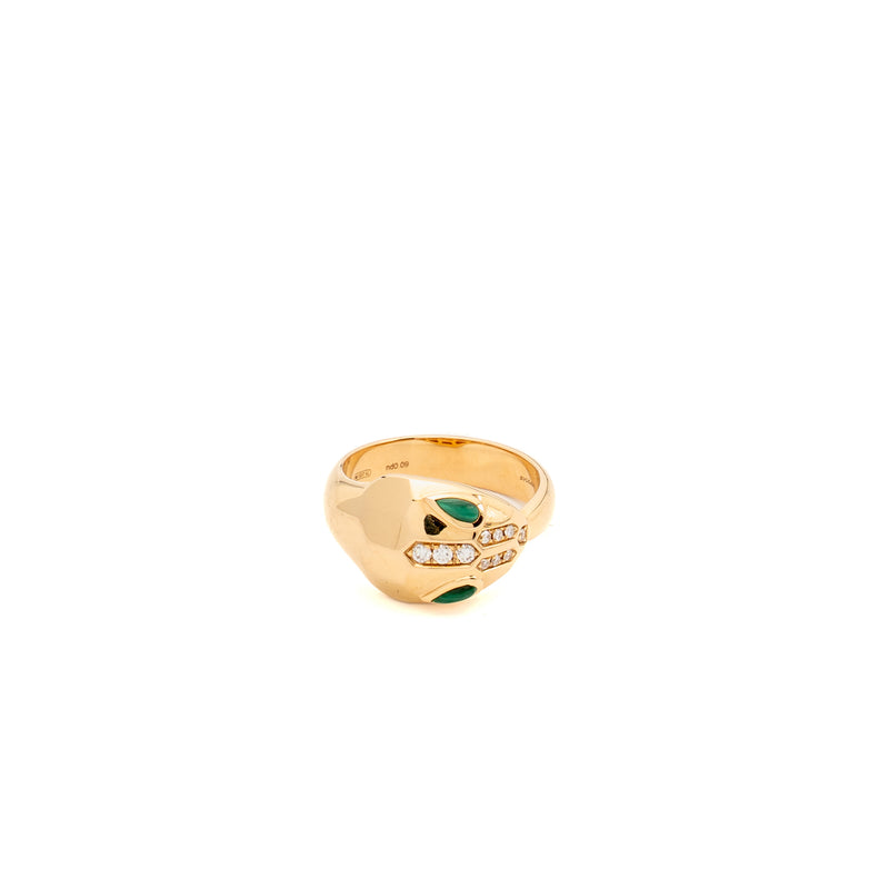 Bvlgari Size 50 Serpenti Ring Rose Gold, Diamond / Malachite