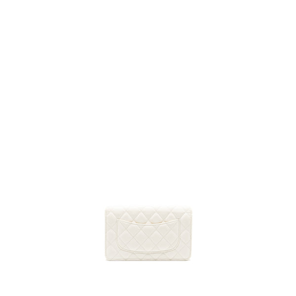 Chanel Pearl Crush Wallet on Chain Lambskin White GHW (Microchip)