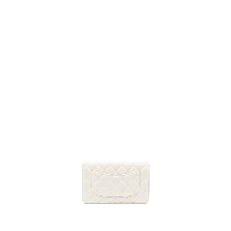 Chanel Pearl Crush Wallet on Chain Lambskin White GHW (Microchip)