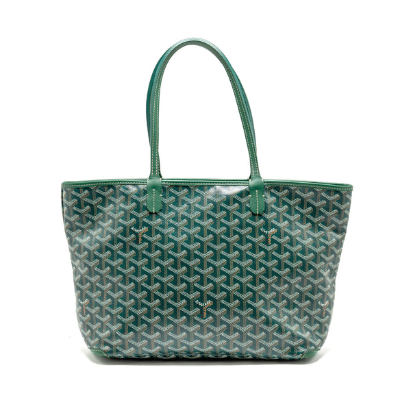 Goyard Artois PM Handbag Goyardine Canvas/Calfskin Green SHW