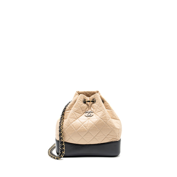 Chanel Small Gabrielle Backpack Aged Calfskin Beige/Black Multicolour Hardware