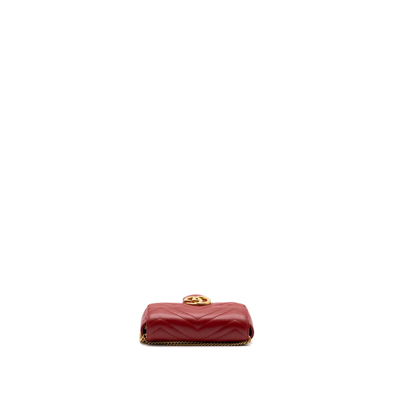 Gucci Marmont super mini matelassé chevron Calfskin red GHW