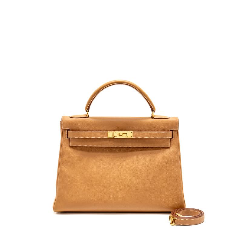 Hermes Kelly 32 Epsom Naturel Sable GHW Stamp Square A