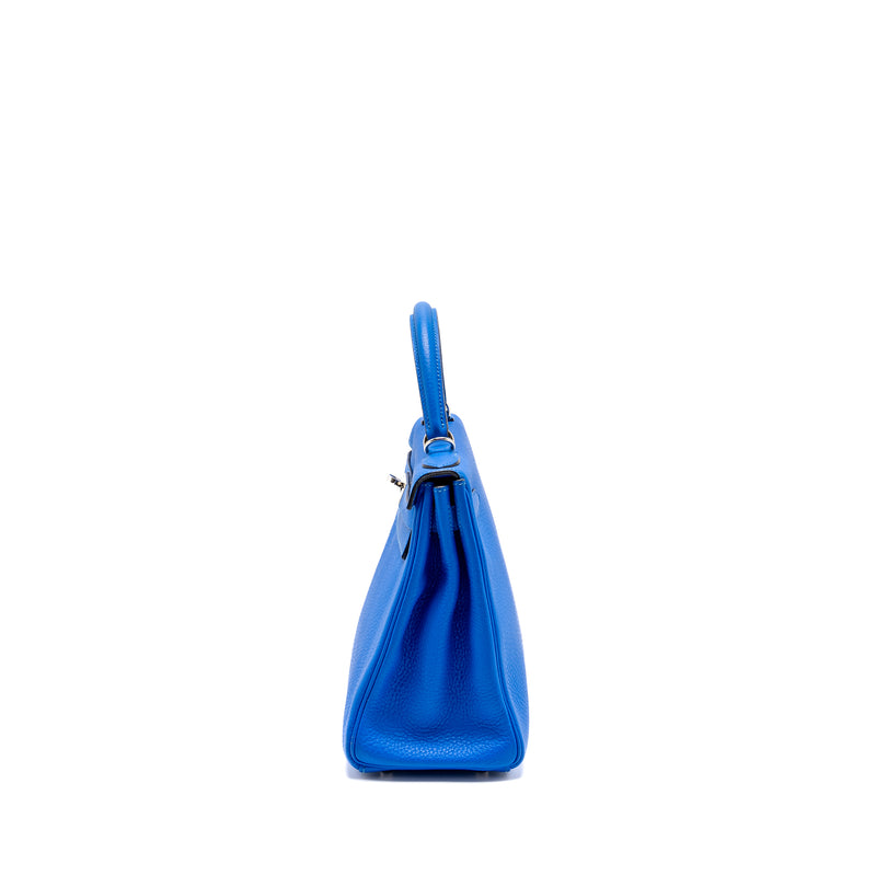Hermes Kelly 28 Clemence Blue Hydra SHW Stamp Square P