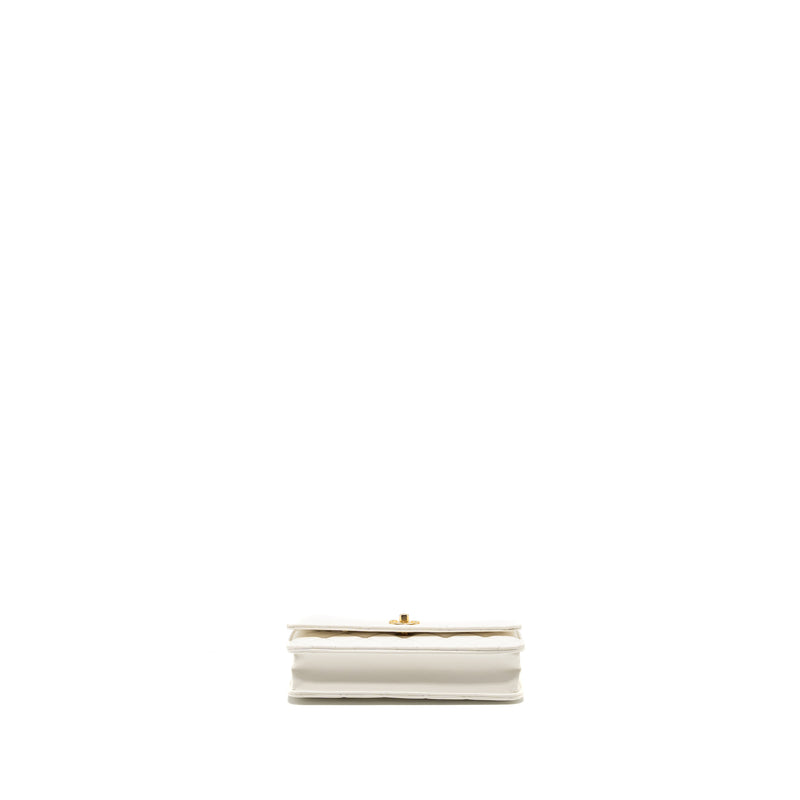 Chanel Pearl Crush Wallet on Chain Lambskin White GHW (Microchip)