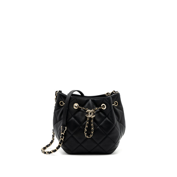 Chanel Drawstring Bucket Bag Calfskin Black LGHW