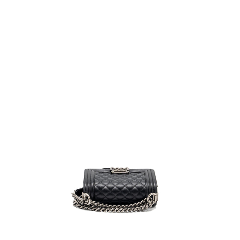Chanel Small Boy Bag Caviar Black Ruthenium Hardware (Microchip)
