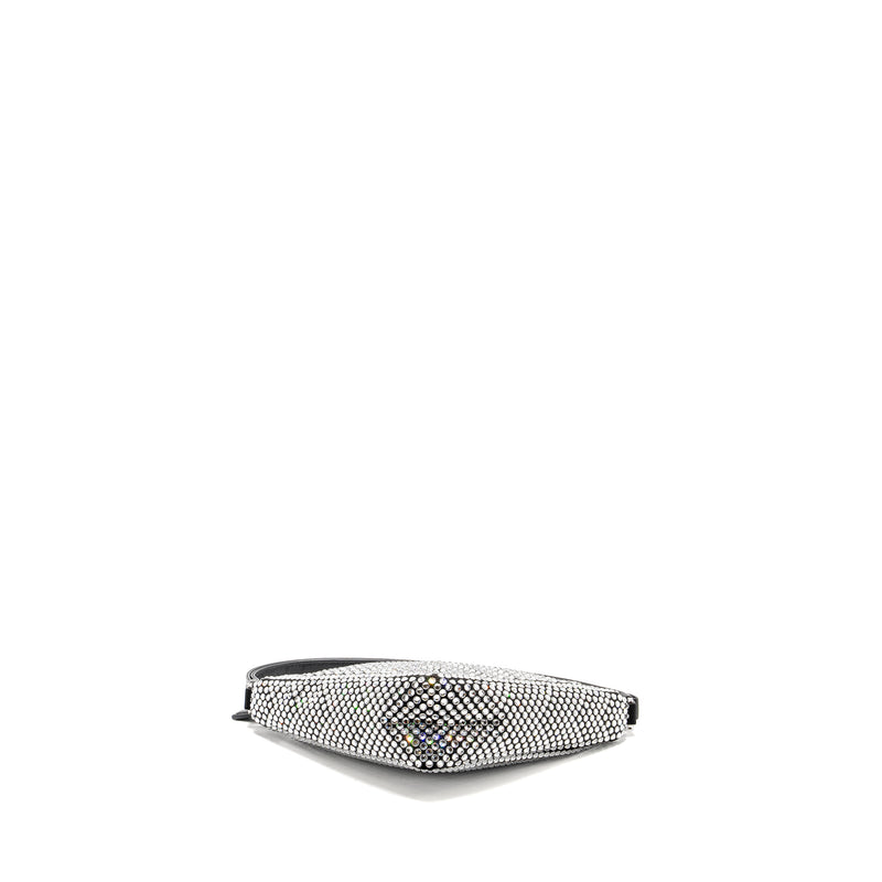 Prada Triangle pouch crystal embellished black SHW