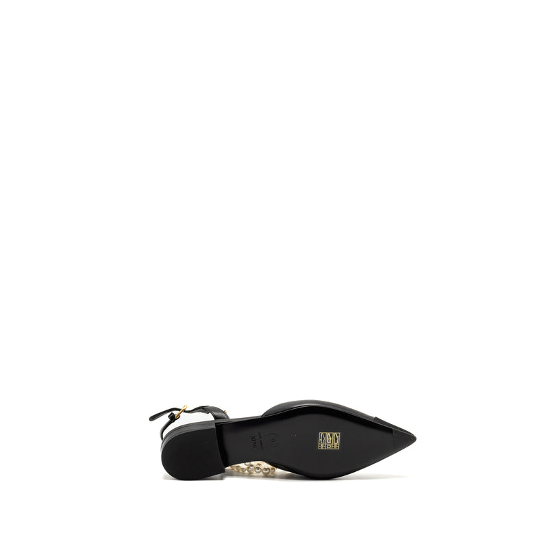 Chanel 22A Size 37.5 Slingback Mules with Pearls Lambskin Black LGHW