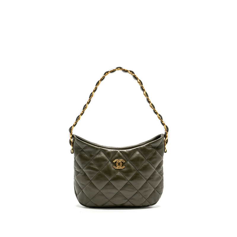 Chanel 22k Hobo Bag Lambskin Green GHW (microchip)