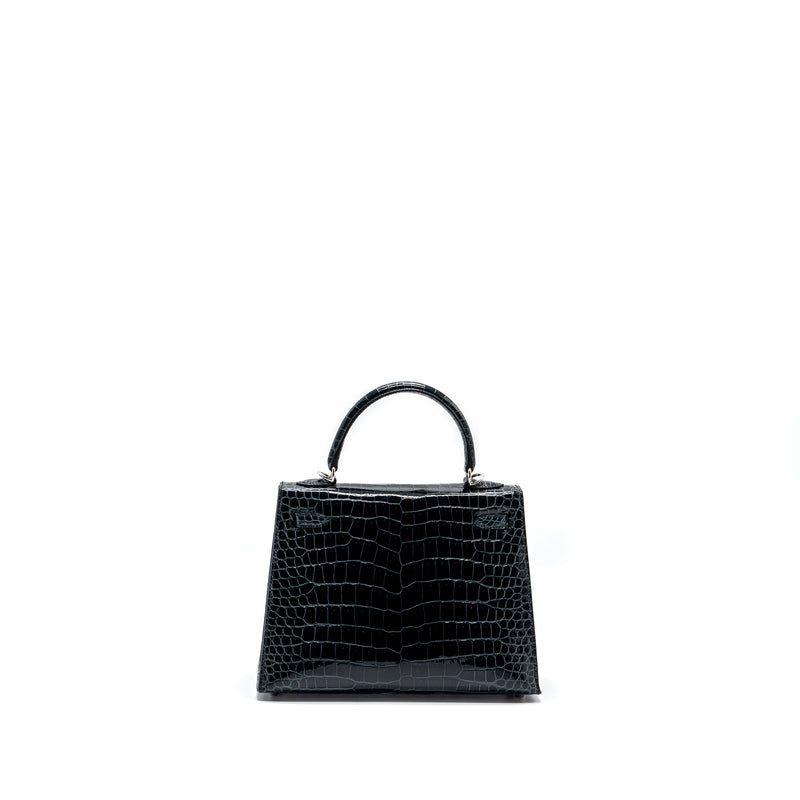 Hermes kelly 25 shiny crocodile Porous V0 Vert Rousseau SHW stamp Z