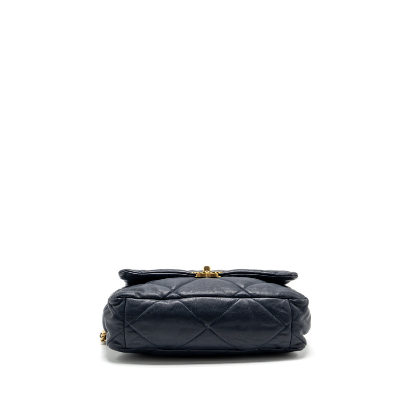 Chanel Large 19 Bag 30cm Lambskin Navy Multicolour Hardware