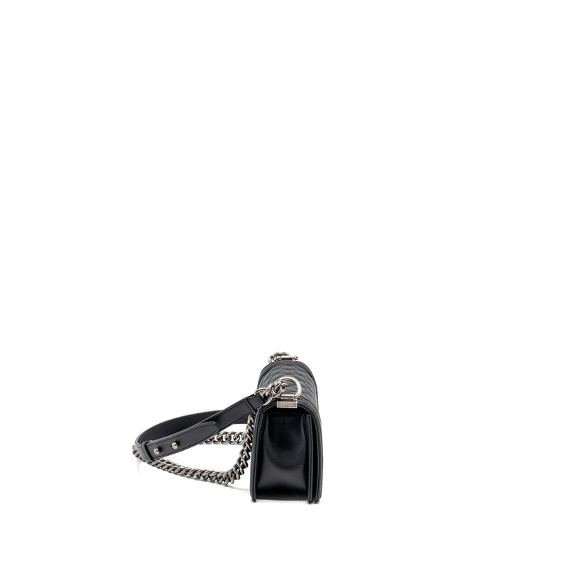 Chanel Small Boy Bag Caviar Black Ruthenium Hardware (Microchip)