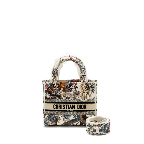 DIOR Medium Lady D-Lite Bag Embroidery White/Multicolor LGHW