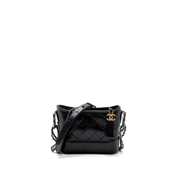 CHANEL Quilted Leather Mini Gabrielle Messenger Bag Black