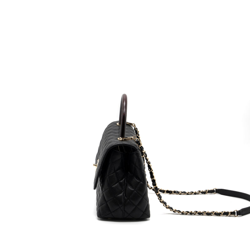 Chanel Medium Coco Handle Lizard Embossed Handle Caviar Black LGHW (Microchip)