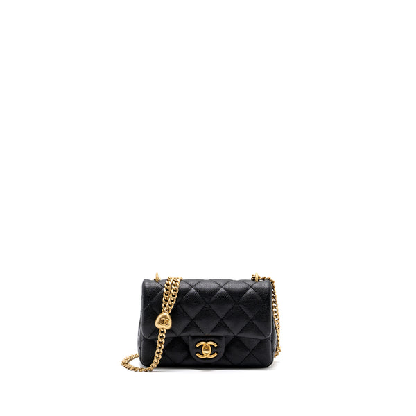 Chanel 23C 19 Wristlet Pouch Black Lambskin with multi-tone hardware