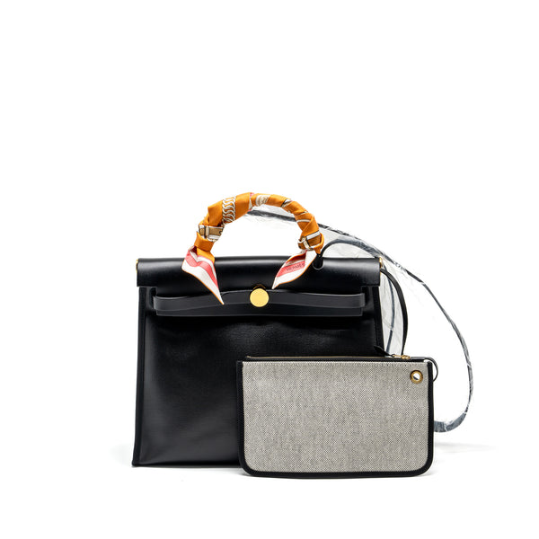 Hermes herbag 31 zip bag Berline canvas / vache hunter black / ecru GHW stamp B