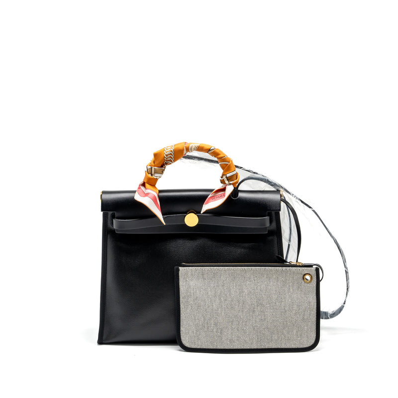Hermes herbag 31 zip bag Berline canvas / vache hunter black / ecru GHW stamp B
