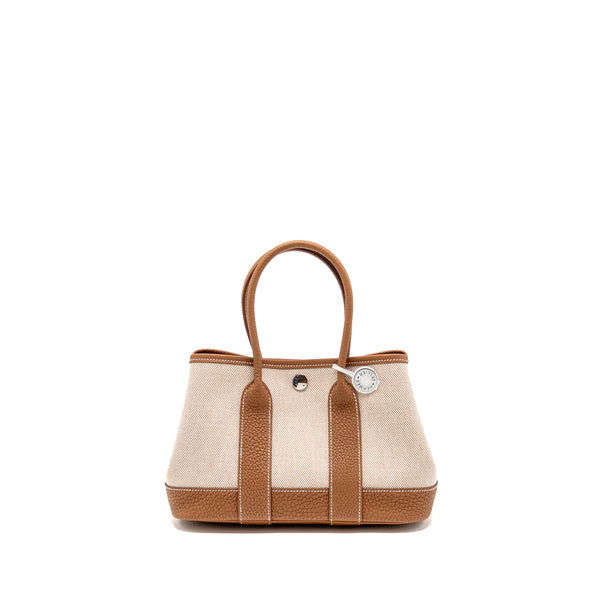 Hermes neo garden party 23 canvas/negonda ecru-beige/gold SHW stamp K