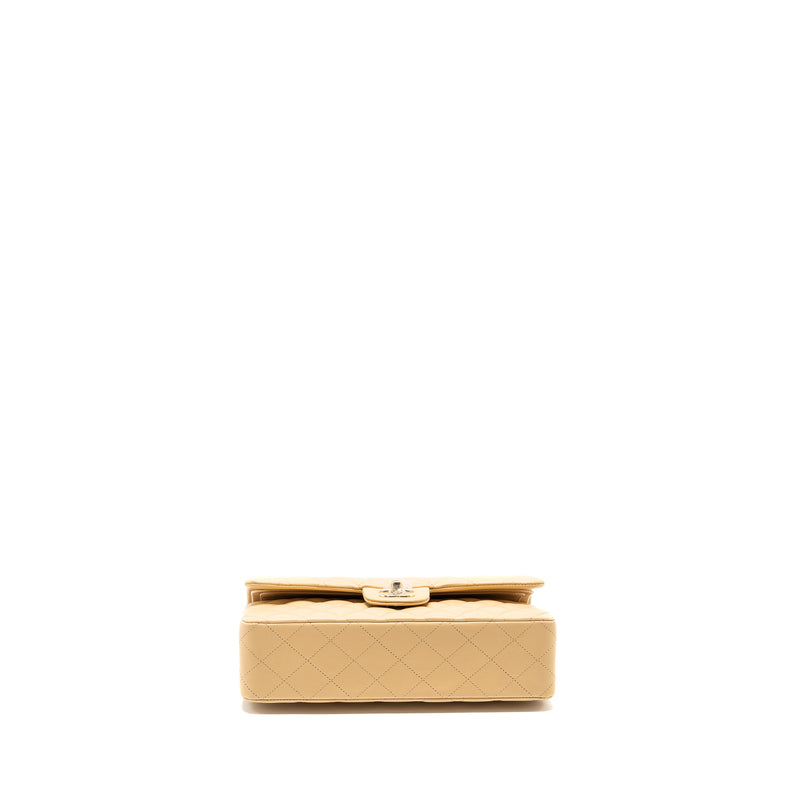 Chanel Medium Classic Double Flap Bag Lambskin Beige LGHW (Microchip)