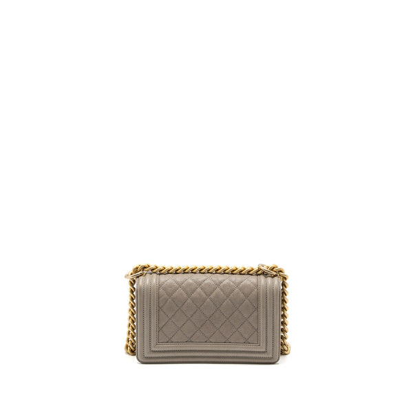 Chanel Small Boy Bag Caviar Light Grey GHW