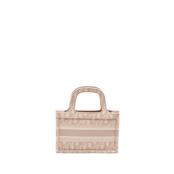 Dior Mini Book Tote Oblique Embroidery Pink