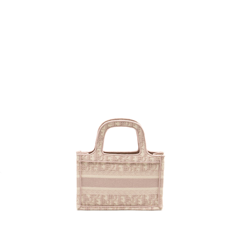 Dior Mini Book Tote Oblique Embroidery Pink