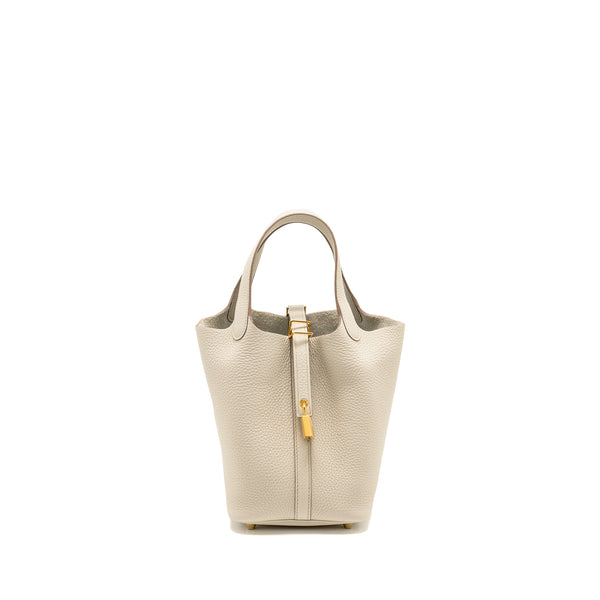 Hermes Picotin 18 Lock Bag Clemence Beton GHW Stamp B