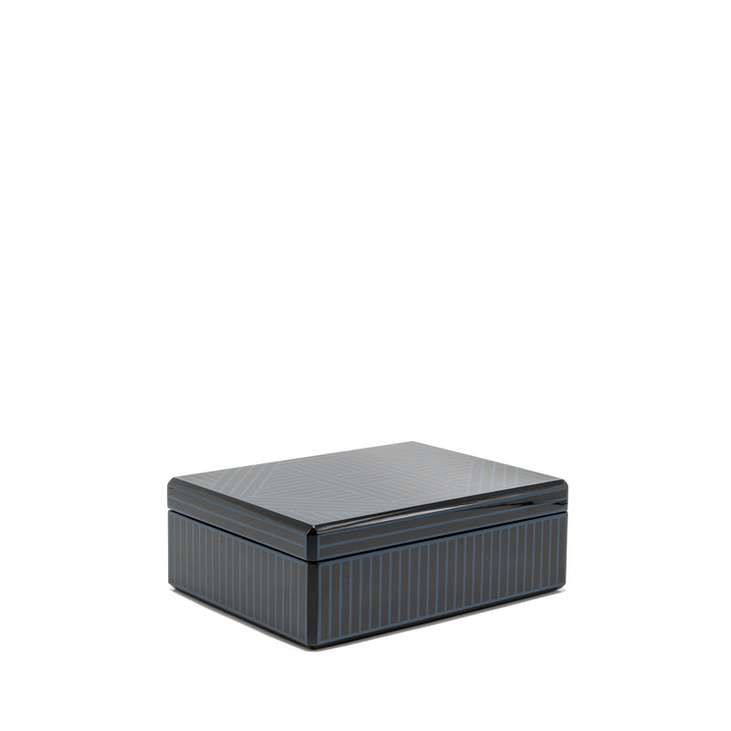 Hermes Facettes Lion Watch Box Lacquered Wood with laser engraving/Velvet Lambskin Blue Ocean