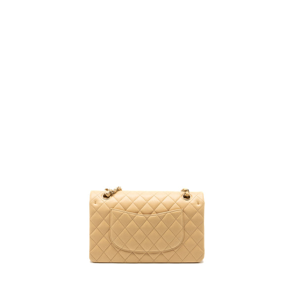 Chanel Medium Classic Double Flap Bag Lambskin Beige LGHW (Microchip)