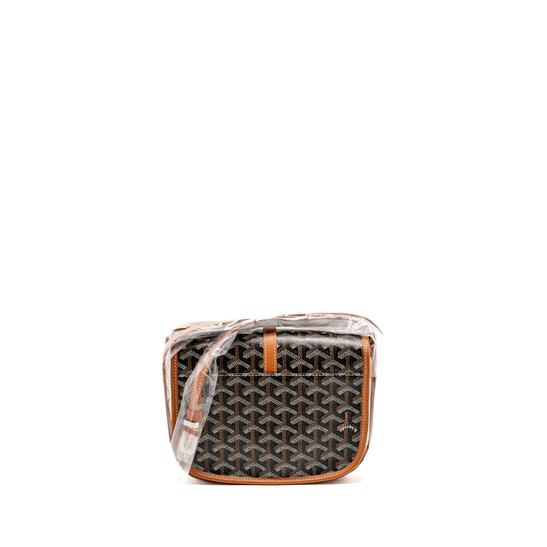 Goyard Belvedere PM Messenger  Bag Goyardline Canvas/Calfskin Black/Tan SHW