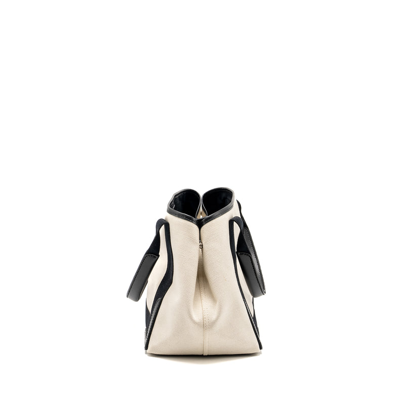 Balenciaga Cabas Tote Bag Canvas/Calfskin Natural/Black SHW