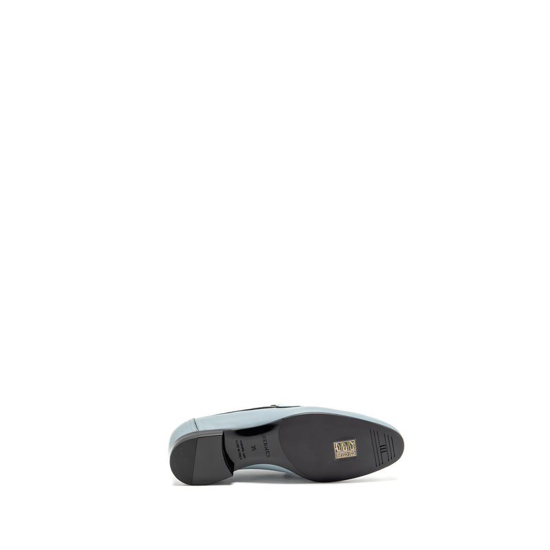Hermes Size 35 Paris Mocassins Calfskin Leather vert d’eau