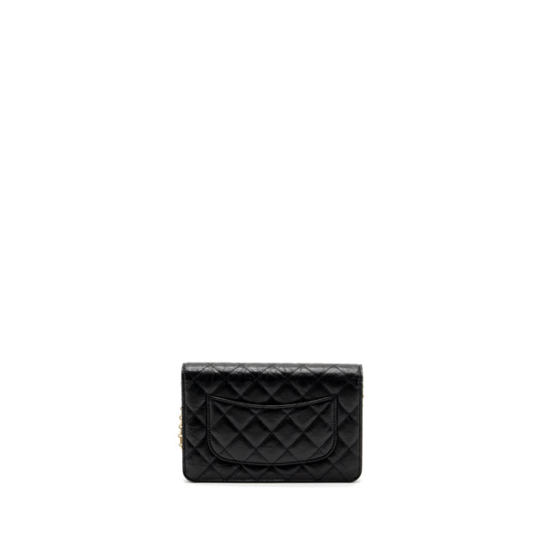Chanel 2.55 Wallet on Chain Aged Calfskin Black Brushed GHW (Microchip)