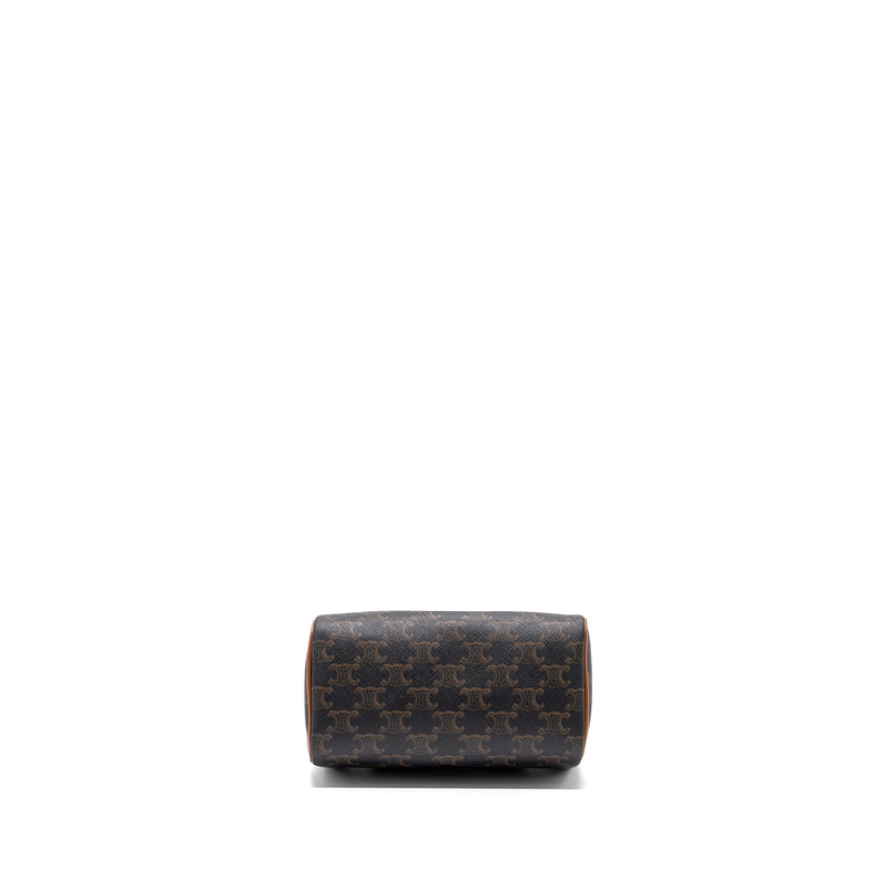 Celine Small Boston Bag Triomphe Canvas/ Leather Brown GHW
