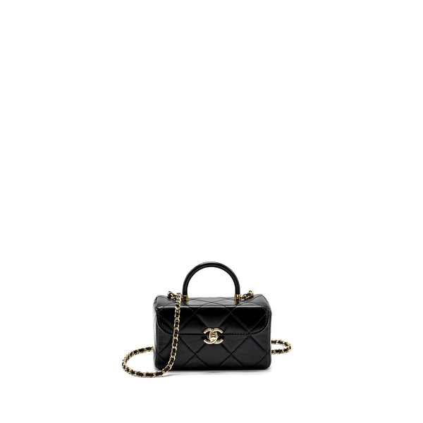Chanel 23k top handle vanity bag shiny calfskin black GHW (microchip)