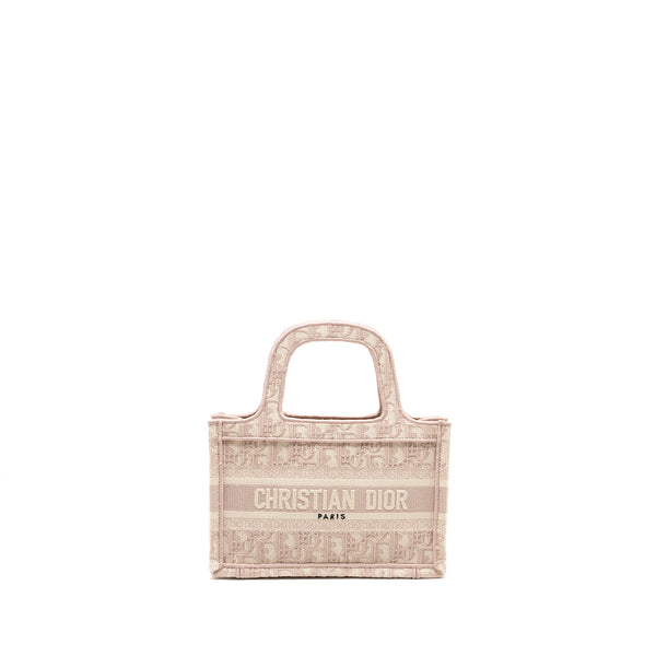 Dior Mini Book Tote Oblique Embroidery Pink