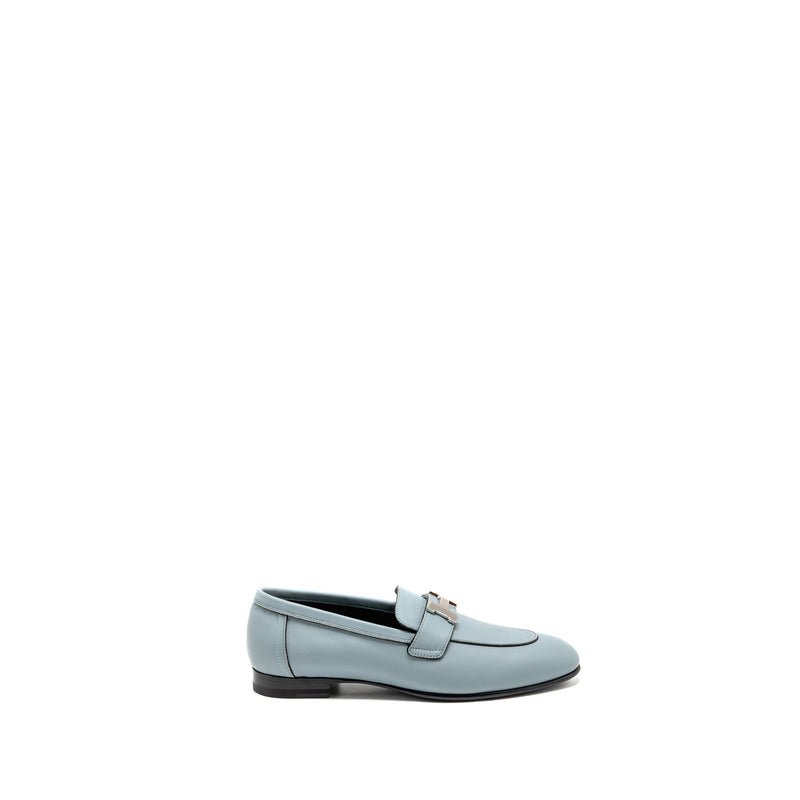 Hermes Size 35 Paris Mocassins Calfskin Leather vert d’eau
