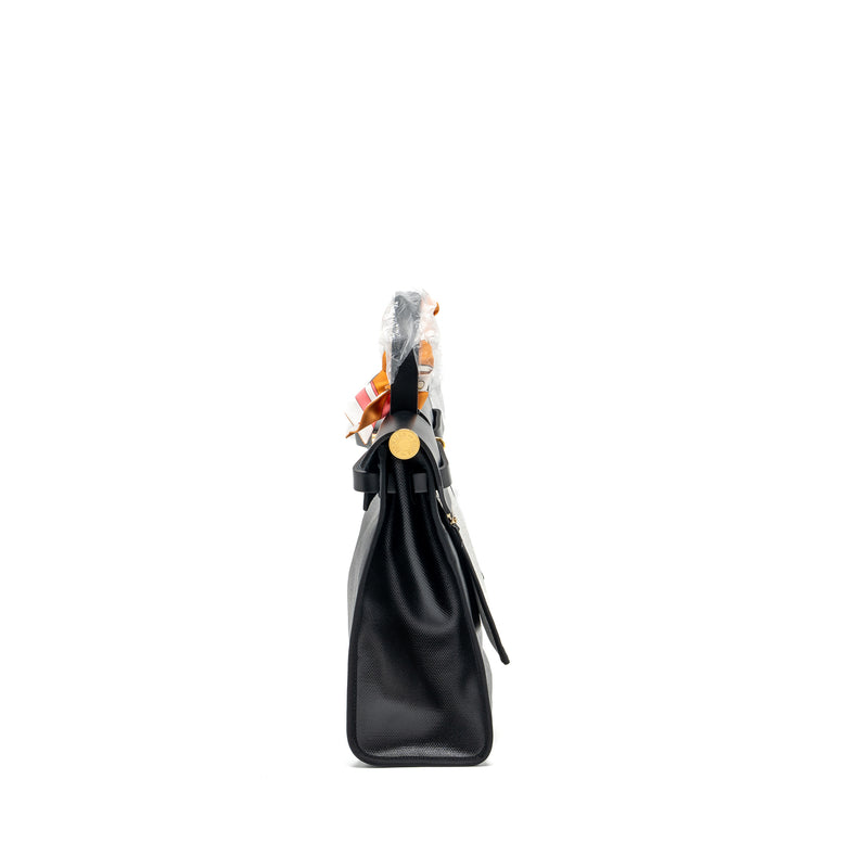 Hermes herbag 31 zip bag Berline canvas / vache hunter black / ecru GHW stamp B
