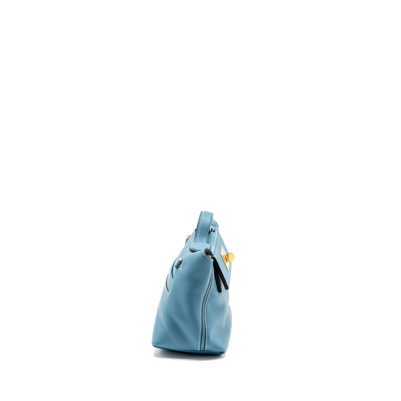Hermes Mini 24/24 2424-21 Bag Evercolor/Swift New Bleu Jean GHW Stamp B