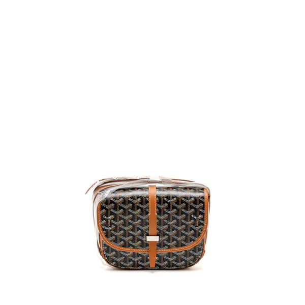 Goyard Belvedere PM Messenger  Bag Goyardline Canvas/Calfskin Black/Tan SHW