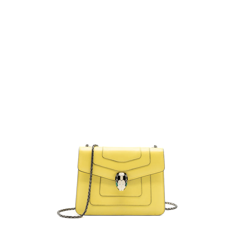 Bvlgari Serpenti Forever Crossbody Bag Calfskin Yellow Ruthenium Hardware