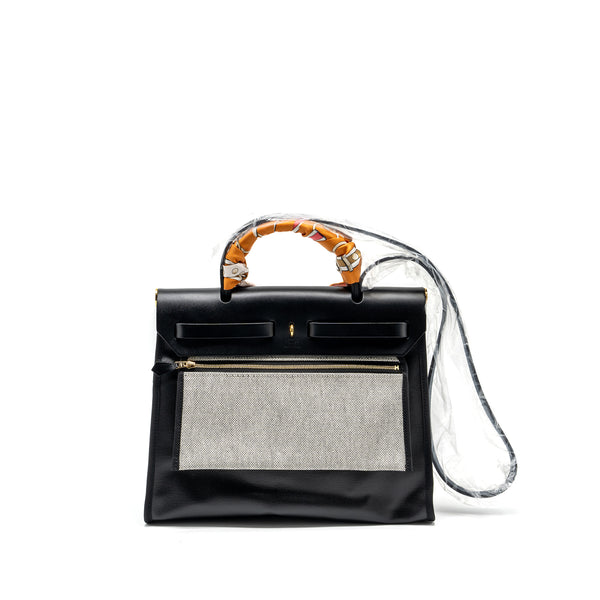 Hermes herbag 31 zip bag Berline canvas / vache hunter black / ecru GHW stamp B