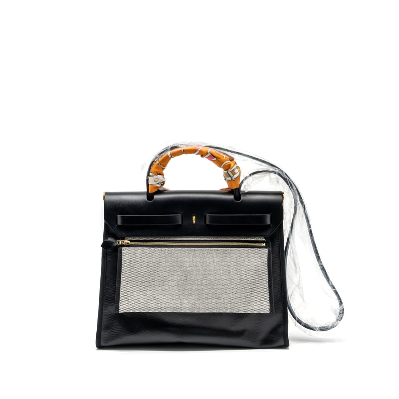 Hermes herbag 31 zip bag Berline canvas / vache hunter black / ecru GHW stamp B