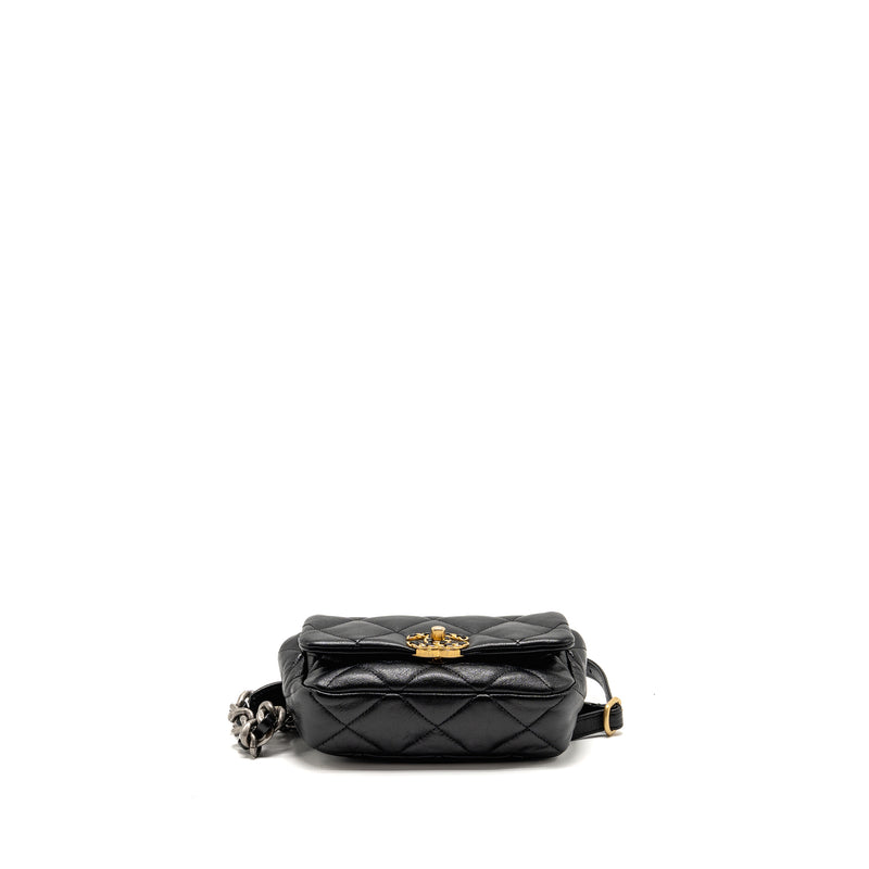 Chanel 19 Waist Bag Goatskin Black Multicolour Hardware