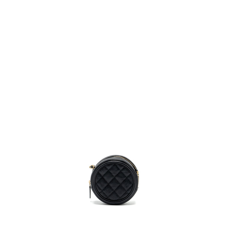 Chanel CC Filigree Quilted Round Crossbody Bag Caviar Black GHW